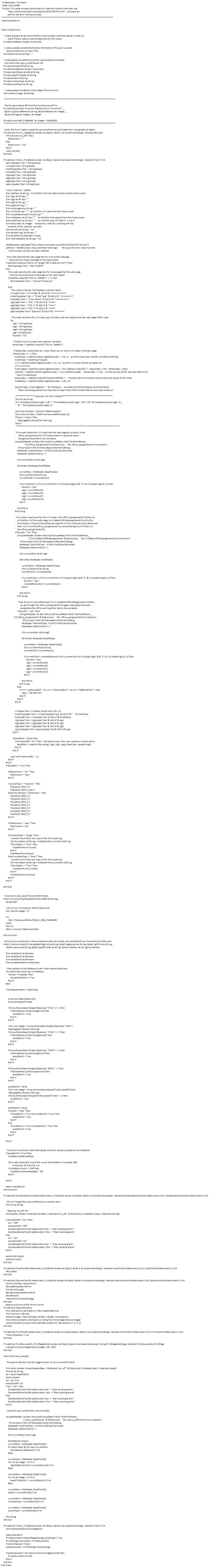 VB main window code